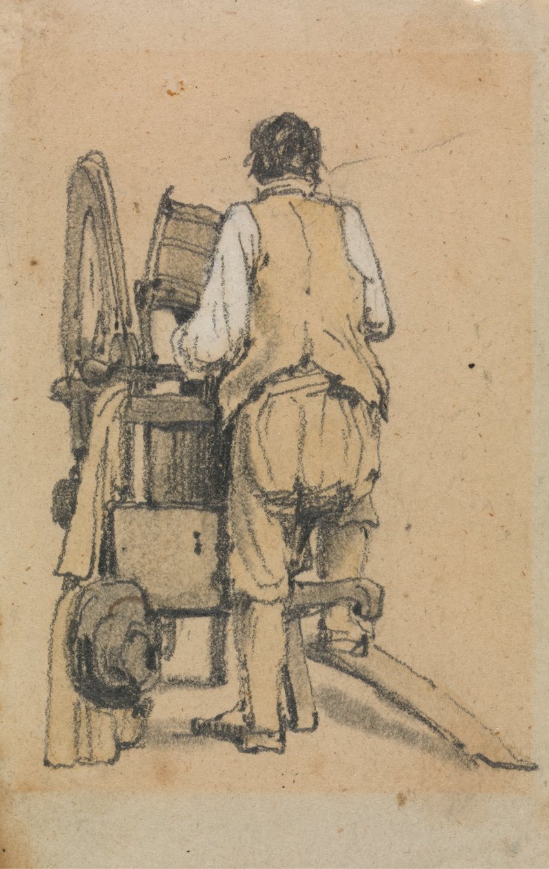 Een Arbeider van Achteren Gezien die een Machine Bedient door Samuel Prout