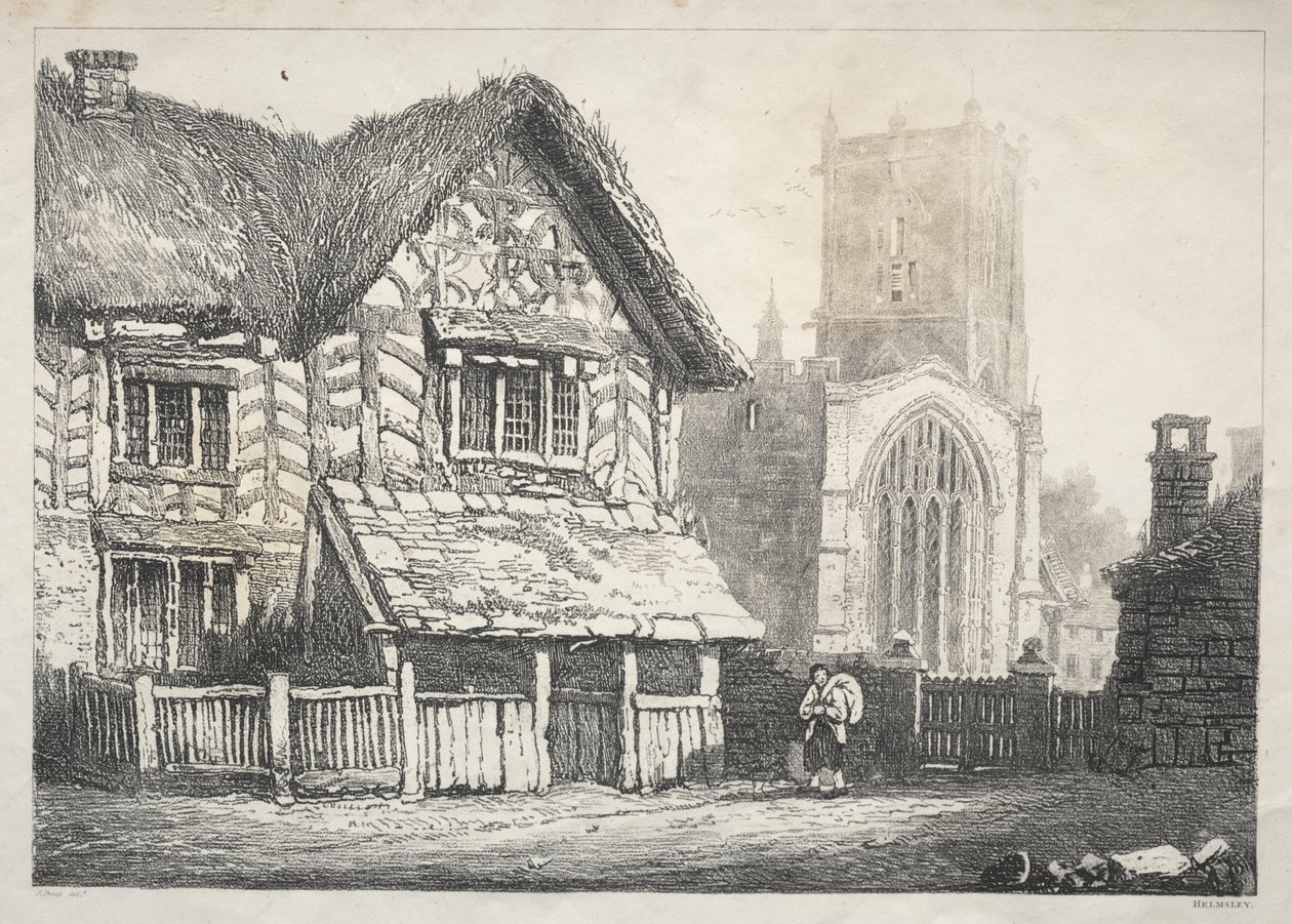 Een Serie Oude Gebouwen en Landelijke Huisjes in het Noorden van Engeland: Helmsley door Samuel Prout