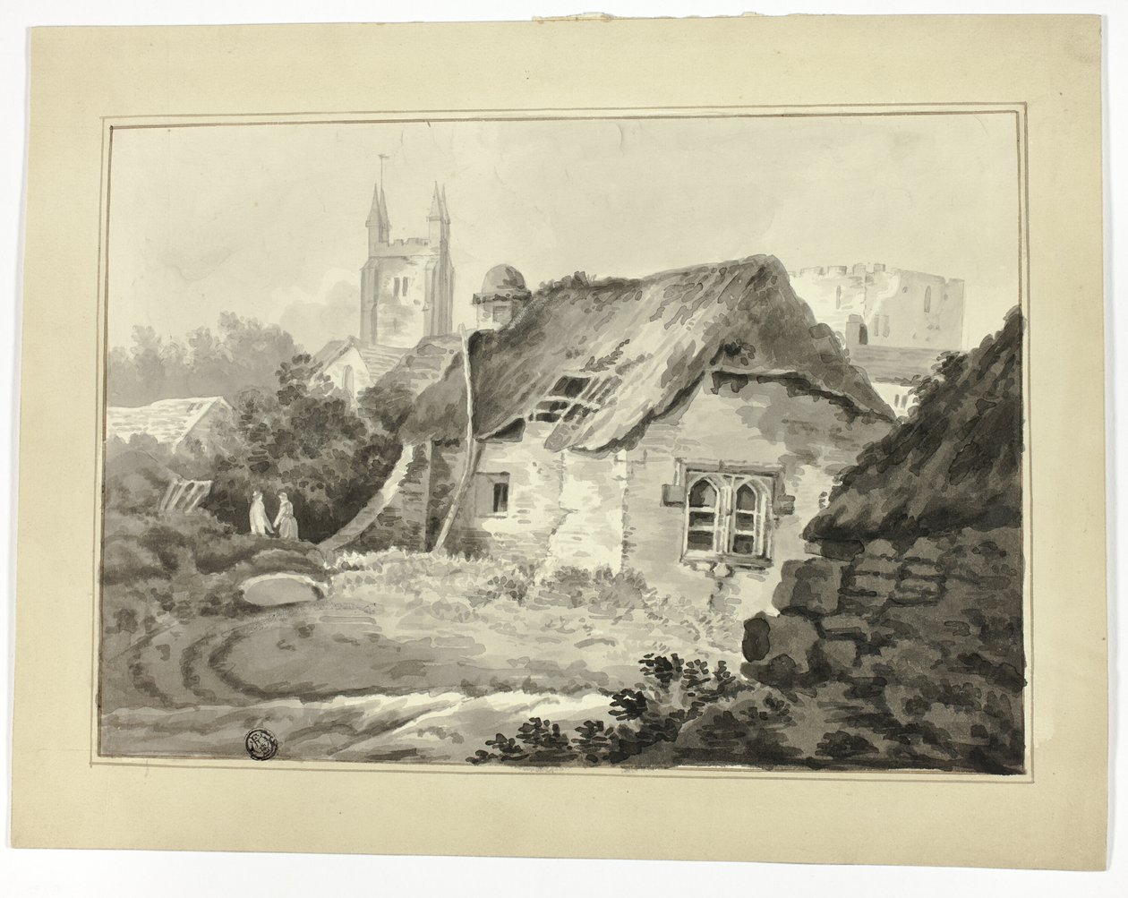 Huisjes en torenspitsen door Samuel Prout