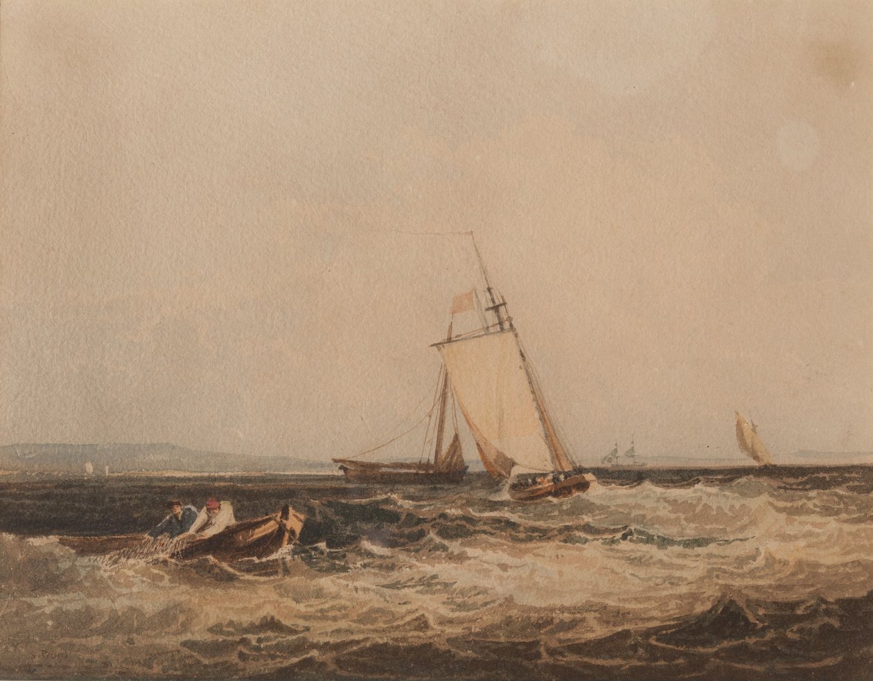 Vissersboten, ca. 1820 door Samuel Prout