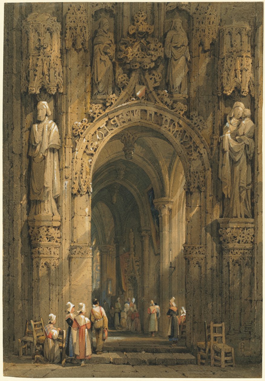 Interieur van een kathedraal door Samuel Prout