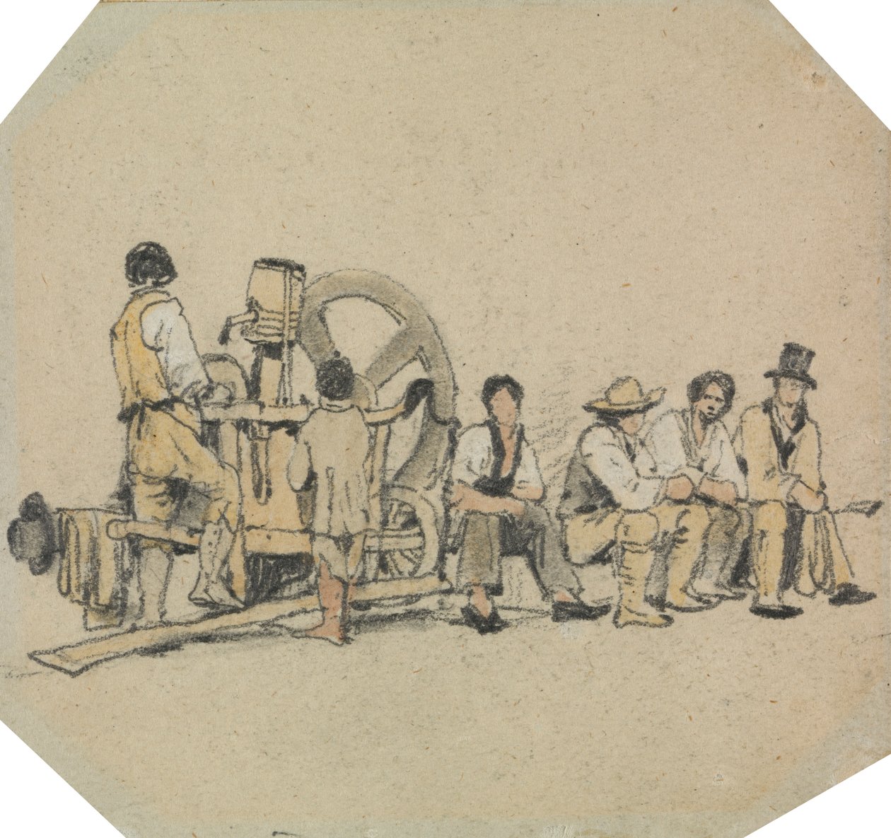 Mechanische Slijper met Figuren door Samuel Prout