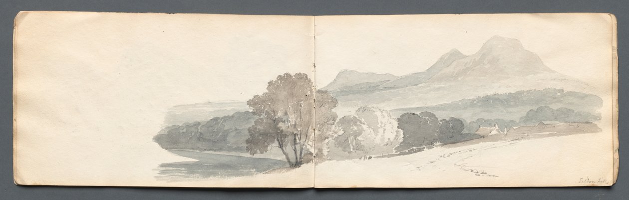 Schetsboek: Eildon Hills door Samuel Prout