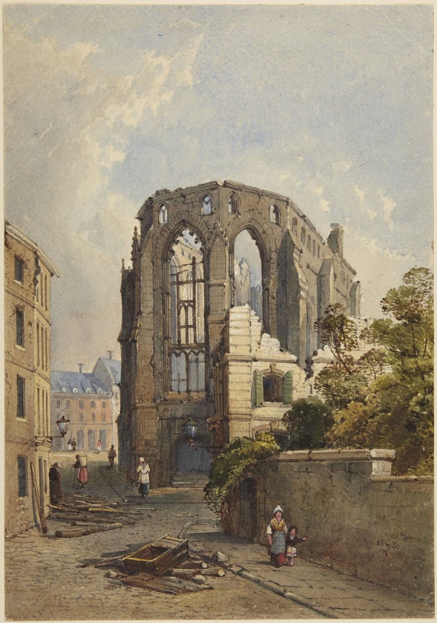 De bibliotheek van Straatsburg na de oorlog door Samuel Prout
