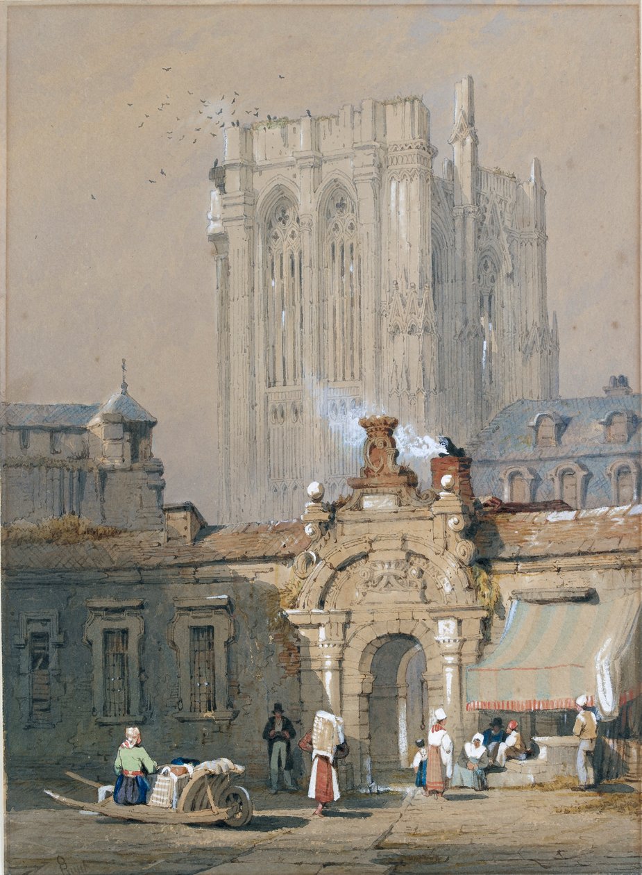 De oude toren, Keulse kathedraal, begin 19e eeuw door Samuel Prout