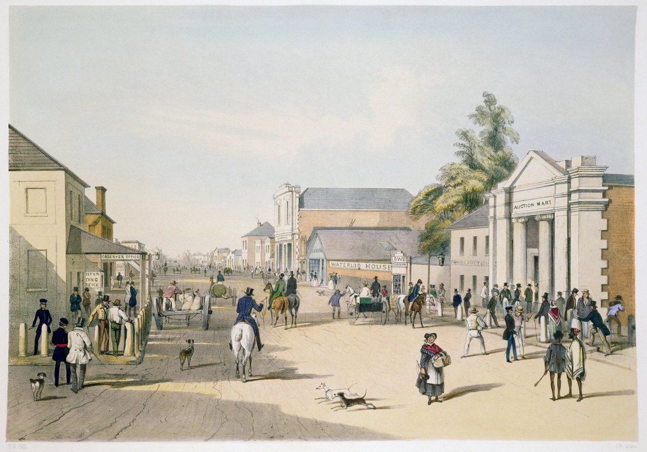 Hindley Street vanaf de hoek van King William Street, Adelaide door Samuel Thomas Gill