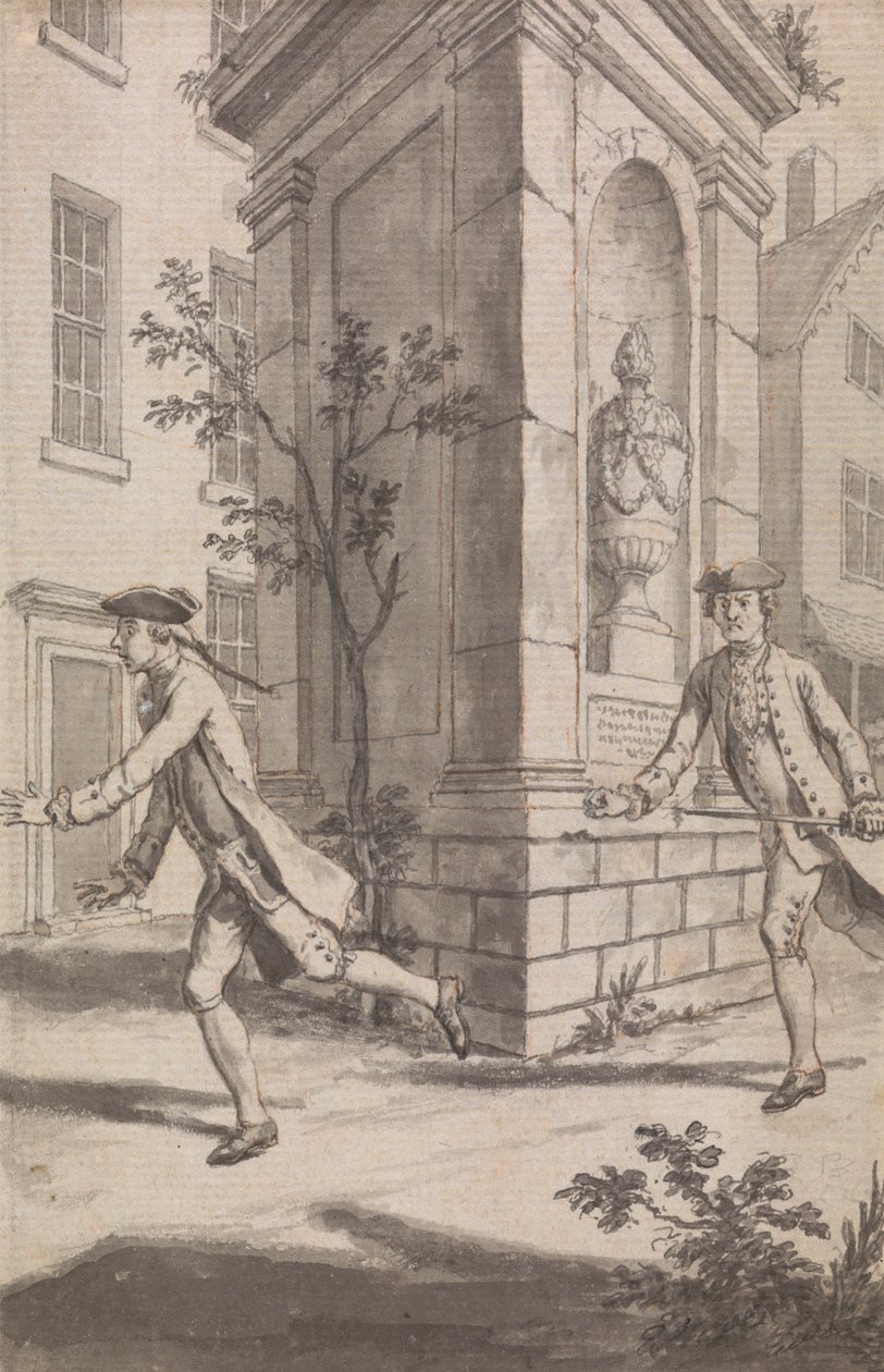 De Achtervolging (Waarschijnlijk een Ontwerp voor The Tyburn Chronicle) door Samuel Wale