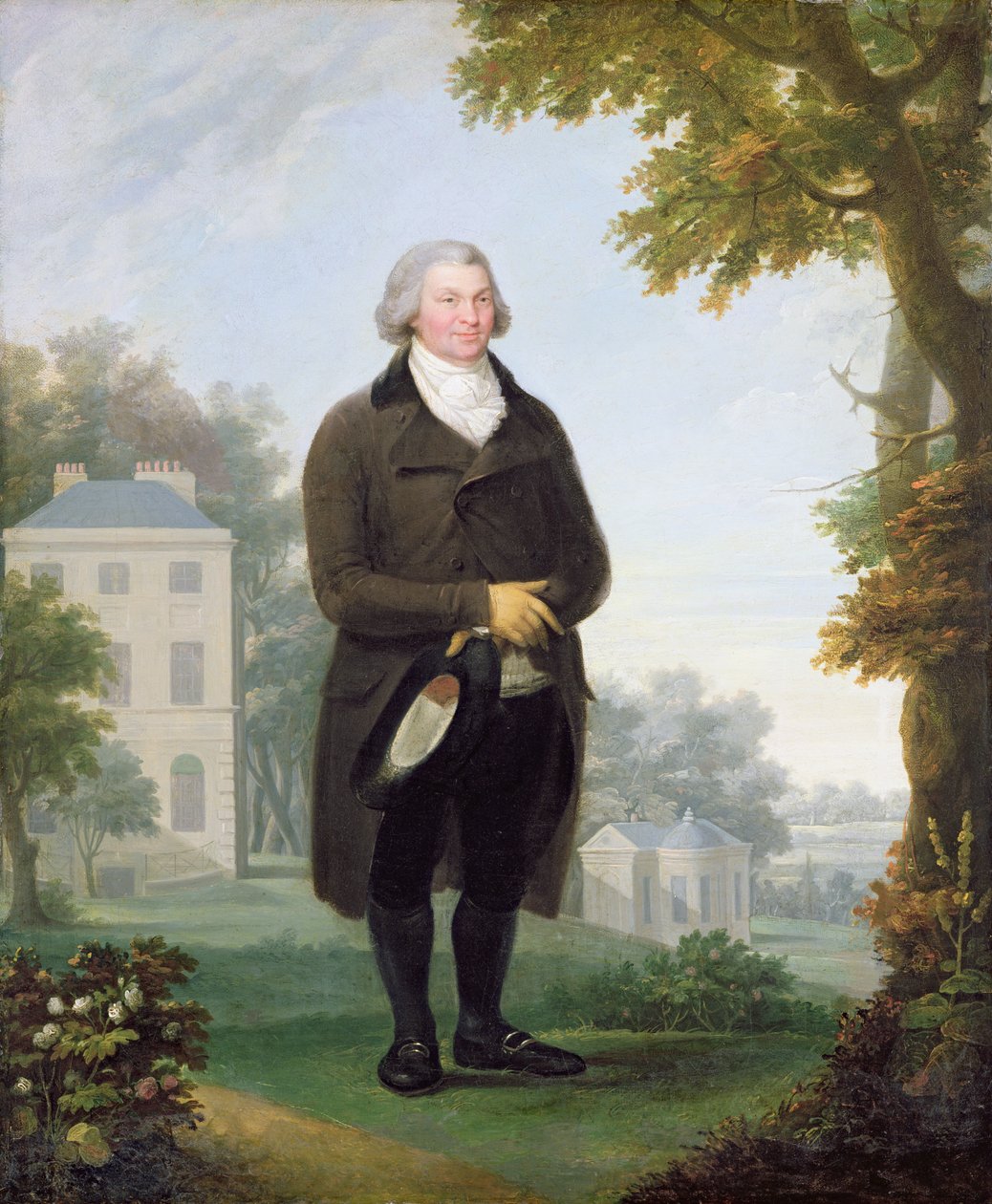 Heer in de tuin van zijn huis door Samuel de Wilde