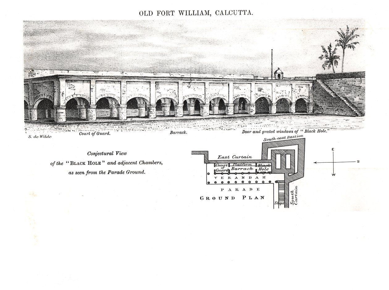 Oude Fort William, Calcutta, met een vermoedelijke weergave van het 