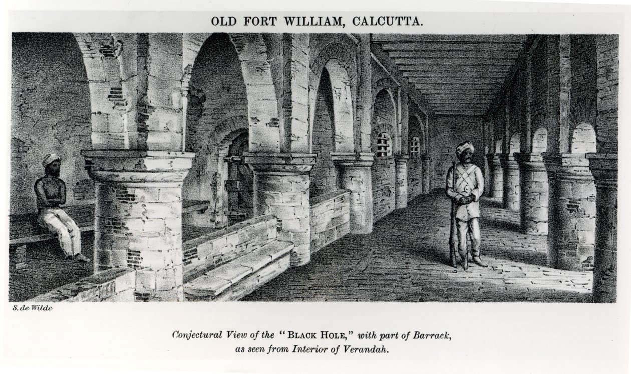 Oude Fort William, Calcutta, met een vermoedelijk uitzicht op het 