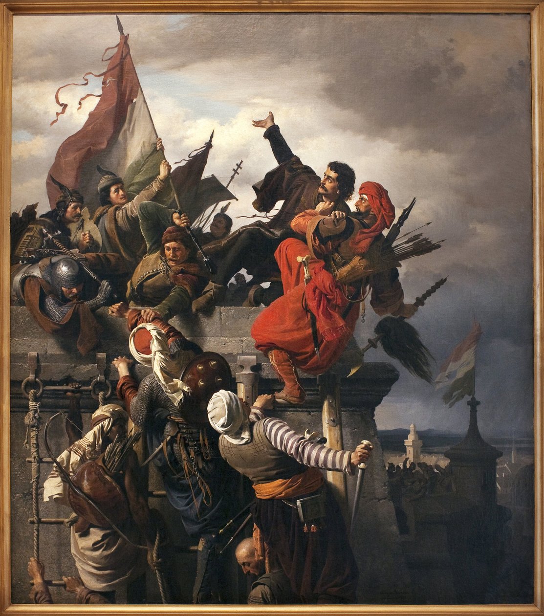 Het offer van Titusz Dugovics (? -1456). Hongaarse nationale held, die zich onderscheidde tijdens het beleg van Belgrado door het Ottomaanse Rijk. Schilderij door Sandor Wagner (1838-1919) door Alexander von Wagner
