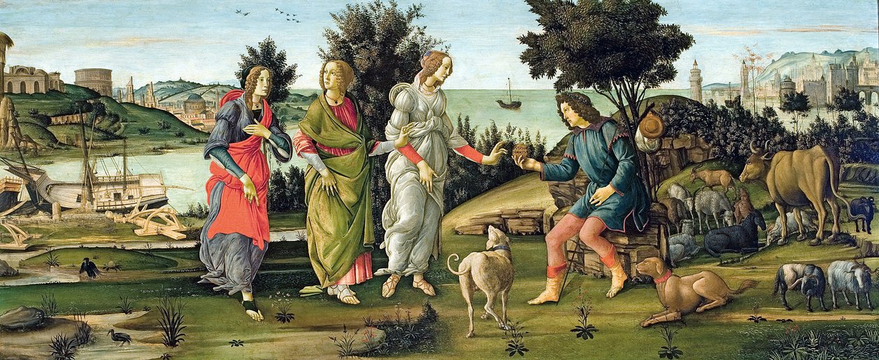 Het oordeel van Paris door Sandro Botticelli
