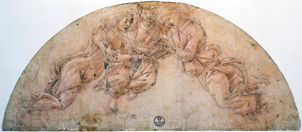 Studie van drie engelen door Sandro Botticelli