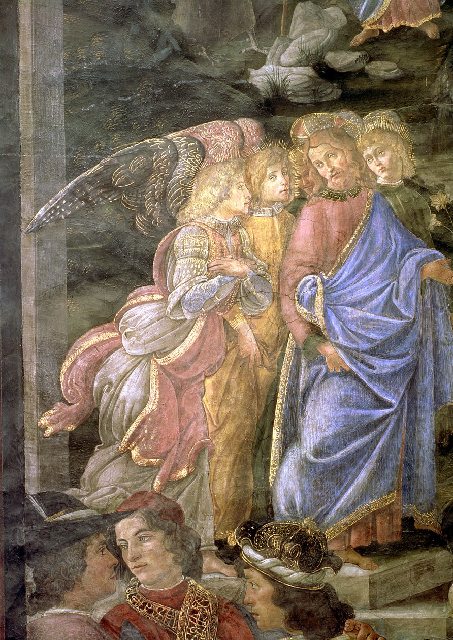 De Reiniging van de Melaatse en de Verzoeking van Christus, uit de Sixtijnse Kapel, 1481 (detail) door Sandro Botticelli