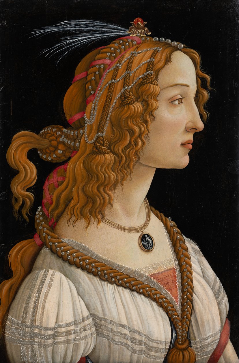 Geïdealiseerd portret van een dame (Portret van Simonetta Vespucci als nimf), c.1480-85 door Sandro (1444/5 1510) Botticelli