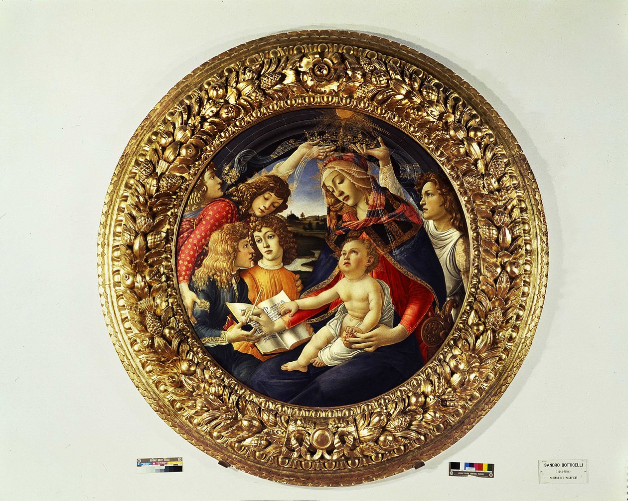 Madonna del Magnificat en vijf engelen (tondo) - 1481-1483 door Sandro Botticelli
