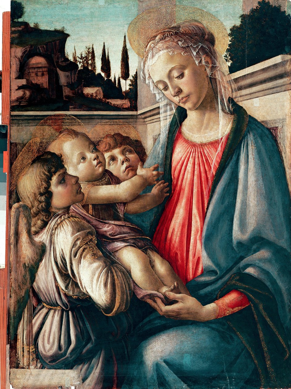 Madonna met kind en twee engelen door Sandro Botticelli