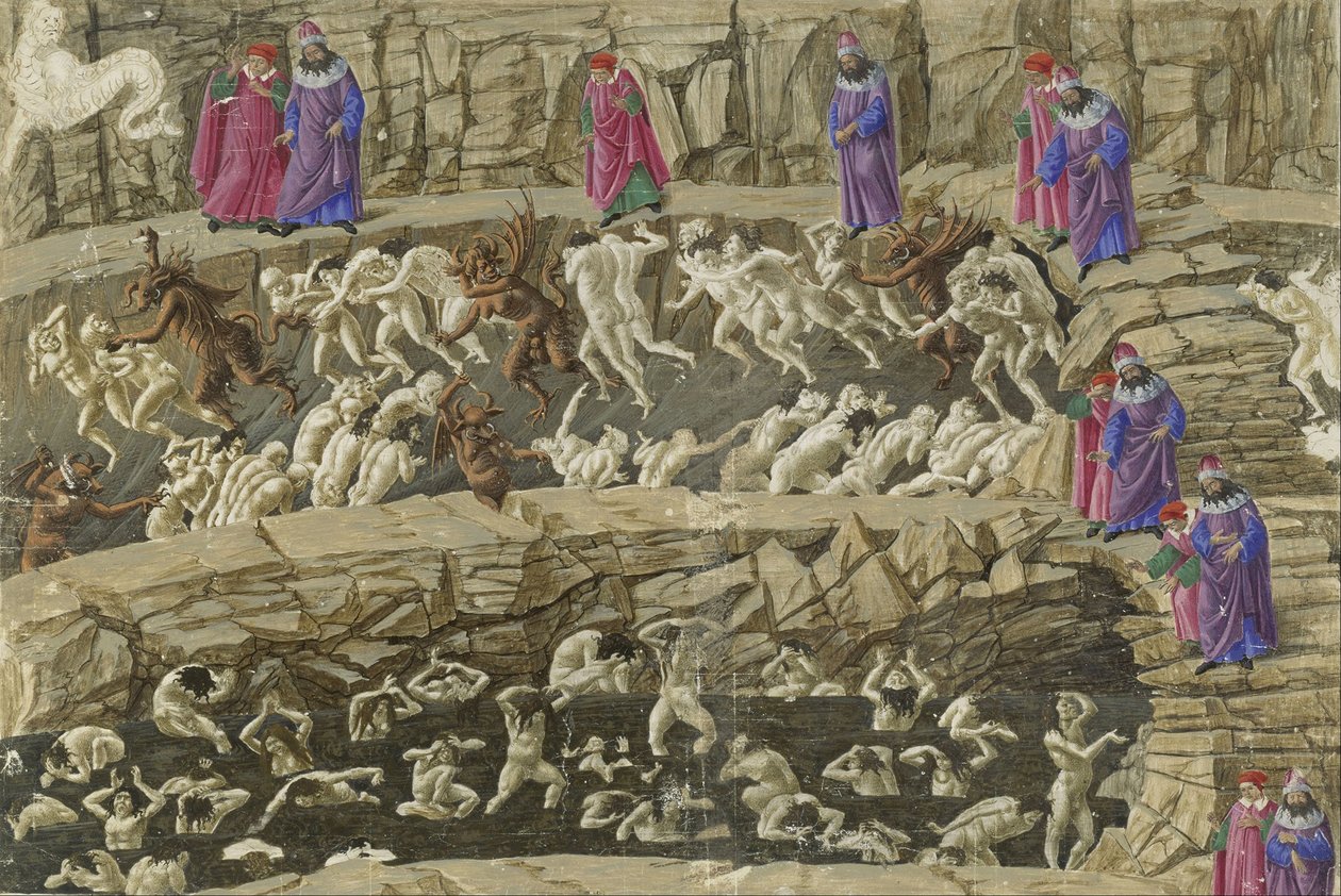 Canto XVIII, deel van de 8e cirkel van de Hel, illustratie uit Dante