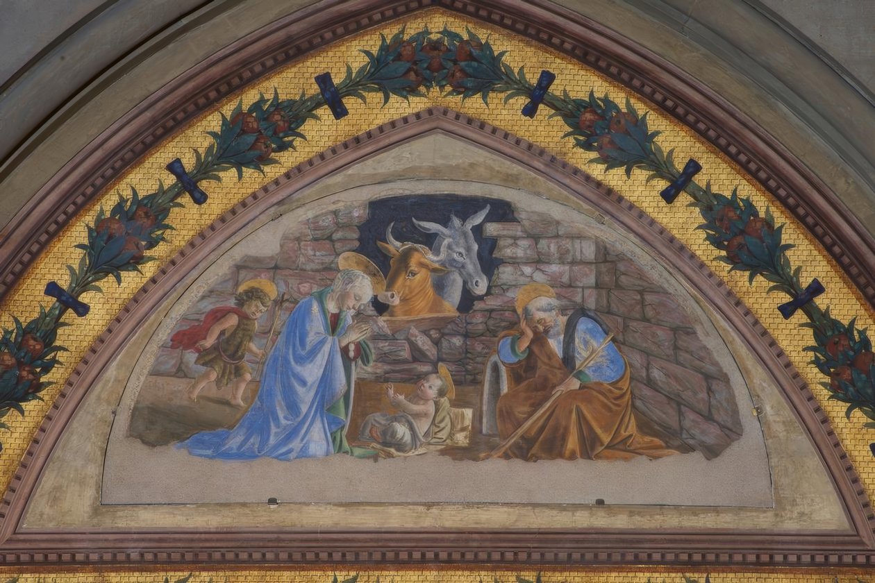 Geboorte van Christus met de naderende Johannesjongen door Sandro Botticelli