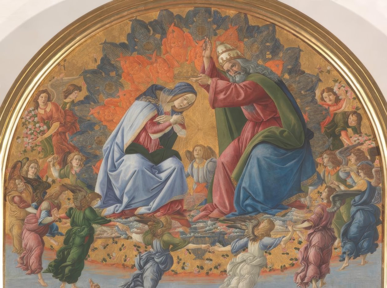 Kroning van Maria met vier heiligen door Sandro Botticelli
