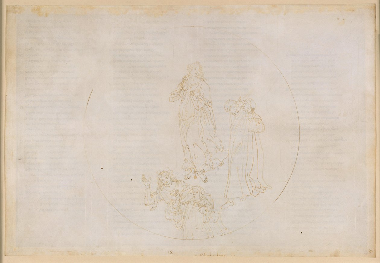 La Divina Commedia, Paradiso XVIII. Vijfde planeetsfeer (hemel van Mars): Cacciaguida noemt de zalige strijdgenoten voor het geloof – overgang naar de sfeer van Jupiter door Sandro Botticelli