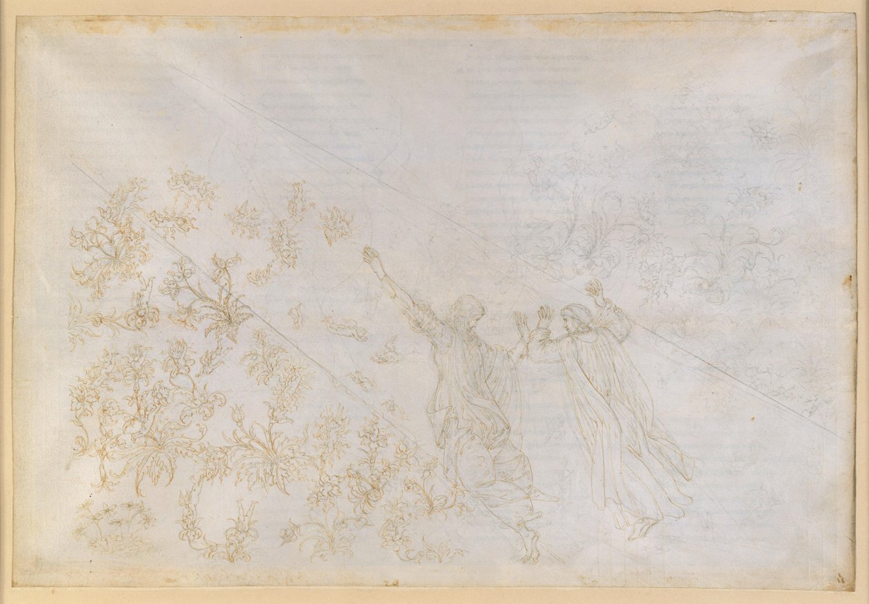La Divina Commedia, Paradiso XXX. De weg naar het Empyreum: Dante en Beatrice in de lichtstroom door Sandro Botticelli