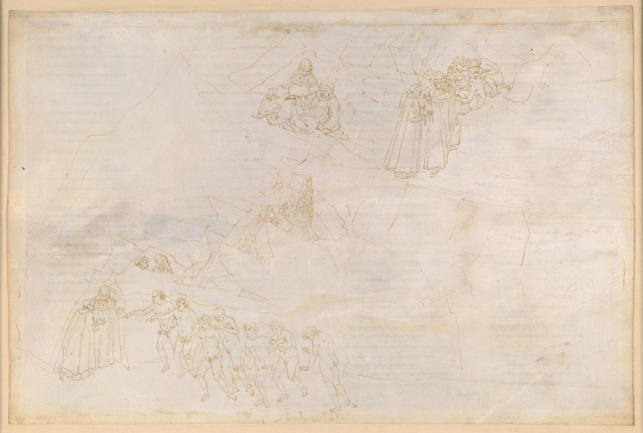 La Divina Commedia, Purgatorio IV. Voorpurgatorium: de eilandring, het sokkelmassief en de middenzone; de klim en de boetedoening van de trage zielen door Sandro Botticelli