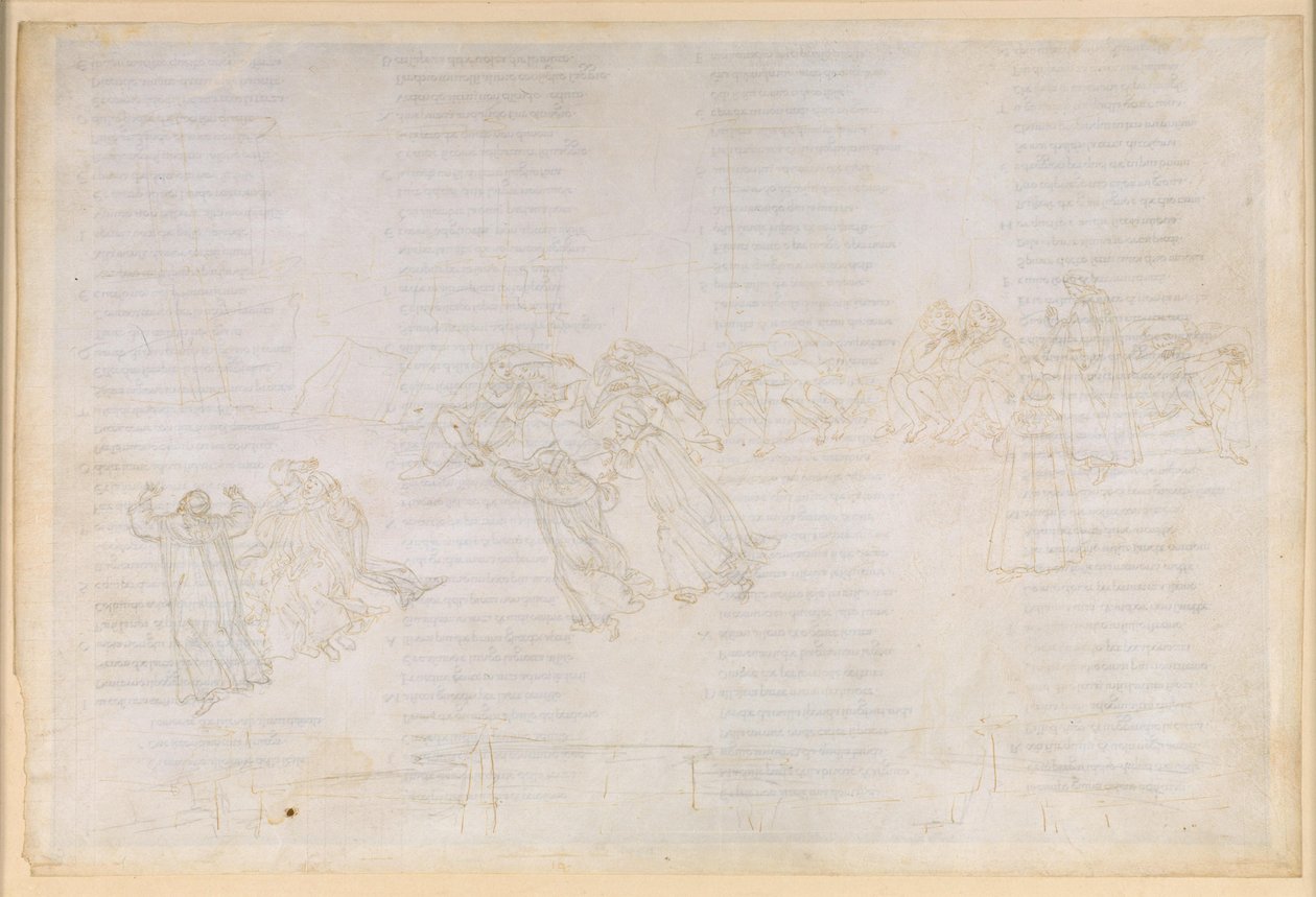 La Divina Commedia, Purgatorio XIV. Tweede ring van het vagevuur: boetedoening voor afgunst en leedvermaak; gesprek tussen Guido del Duca en Rinieri da Calboli door Sandro Botticelli