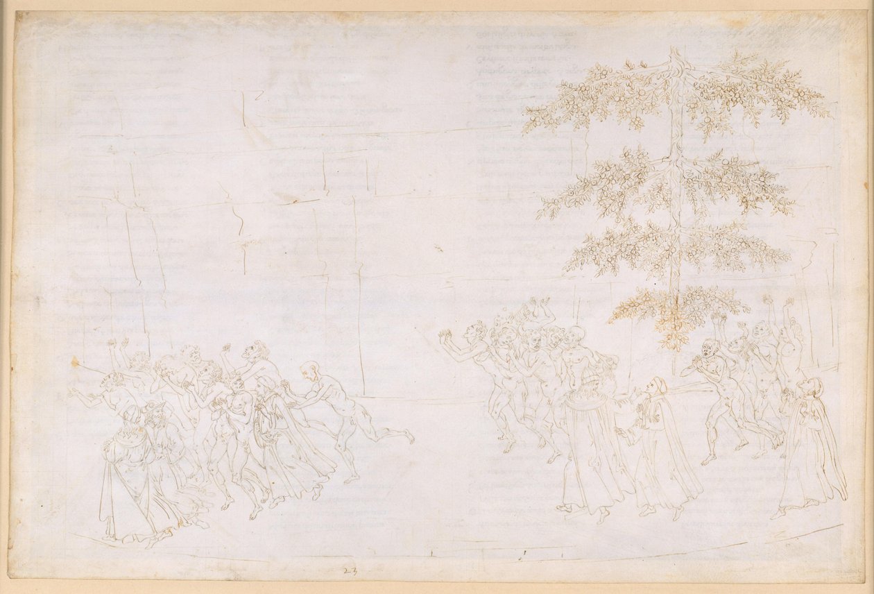 La Divina Commedia, Purgatorio XXIII. Zesde ring van het vagevuur: boetedoening van de gulzigaards; ontmoeting met Forese Donati door Sandro Botticelli