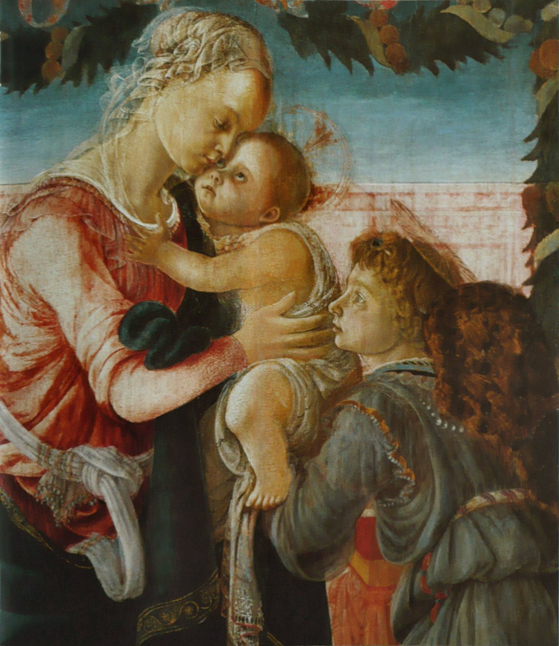 Madonna en kind met een engel door Sandro Botticelli