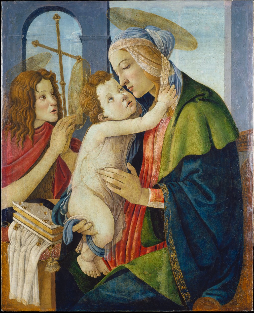 Madonna met het Kind en de kleine Johannes door Sandro Botticelli