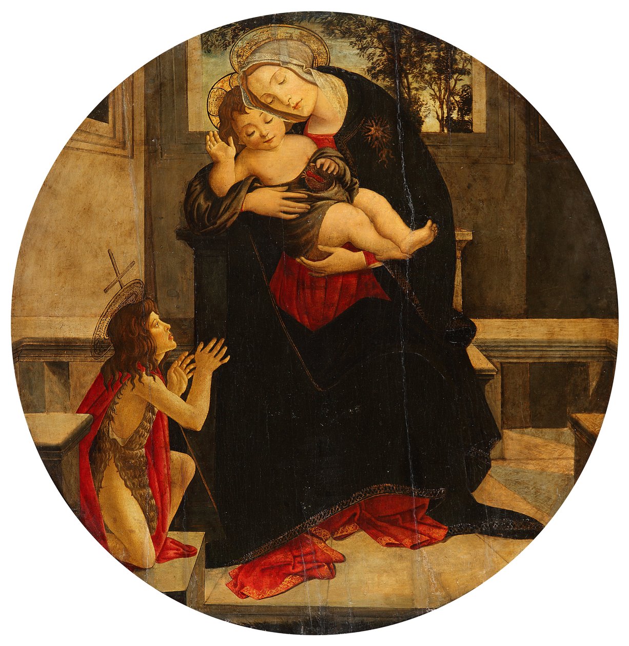 Maria met het Kind en de jonge Johannes door Sandro Botticelli