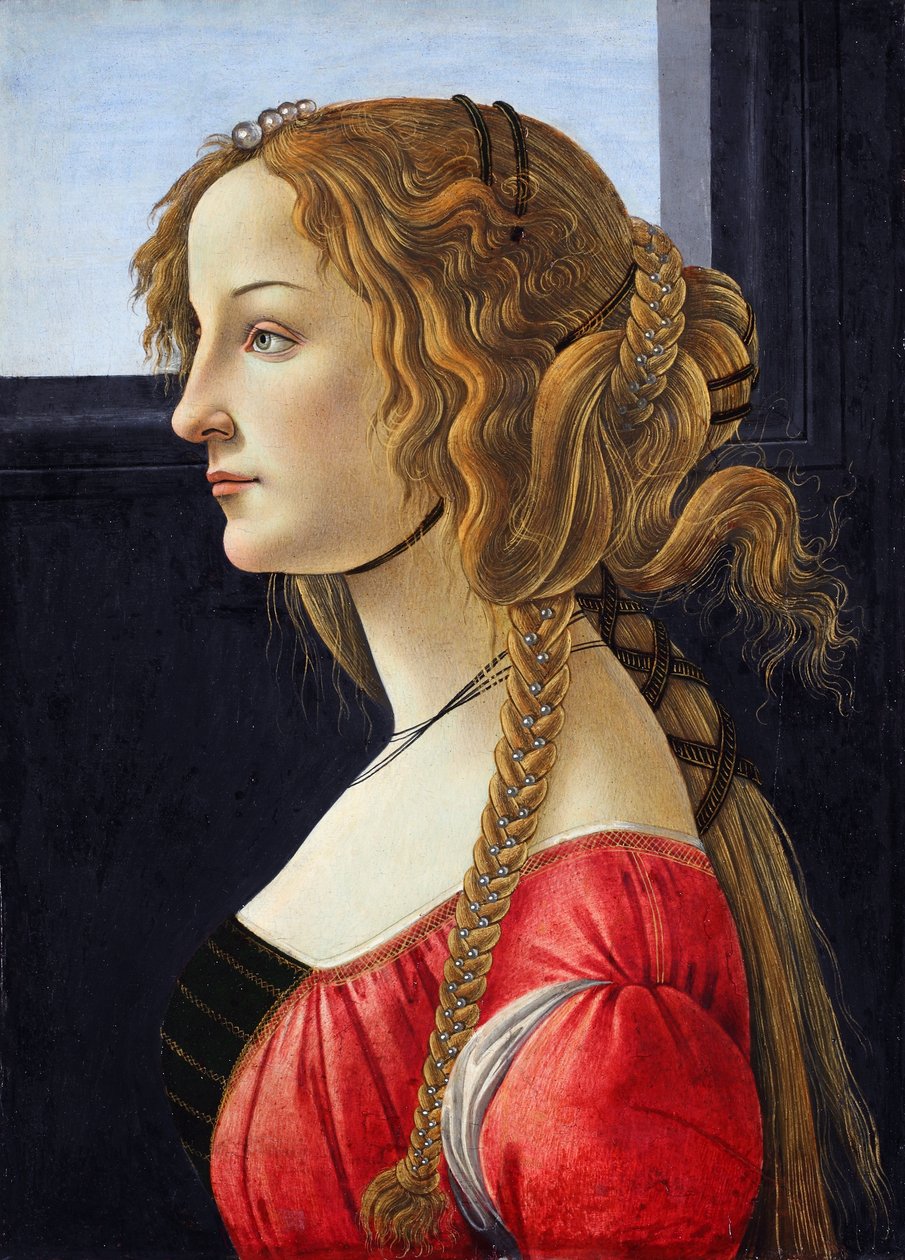 Profielportret van een jonge vrouw door Sandro Botticelli