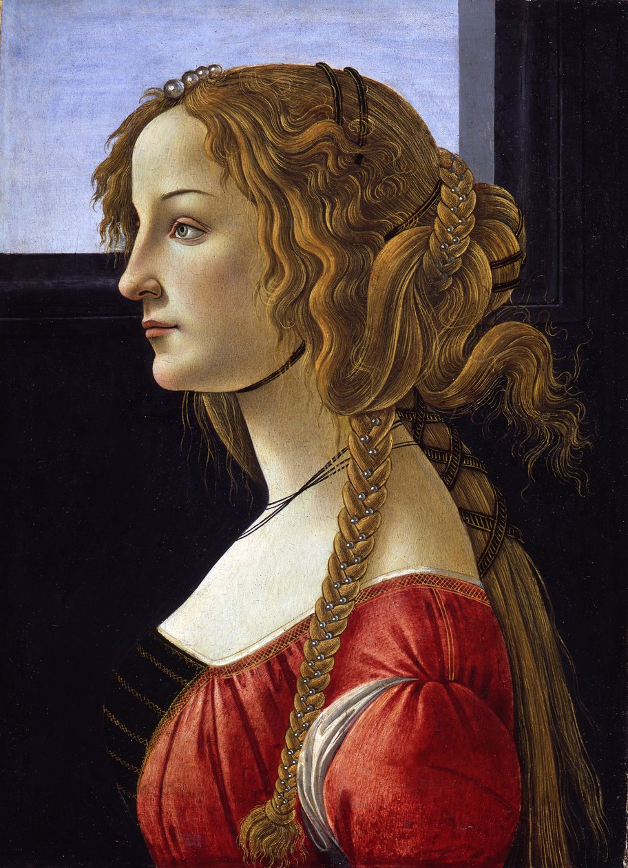 Profielportret van een jonge vrouw Simonetta Vespucci, ca. 1476 door Sandro Botticelli
