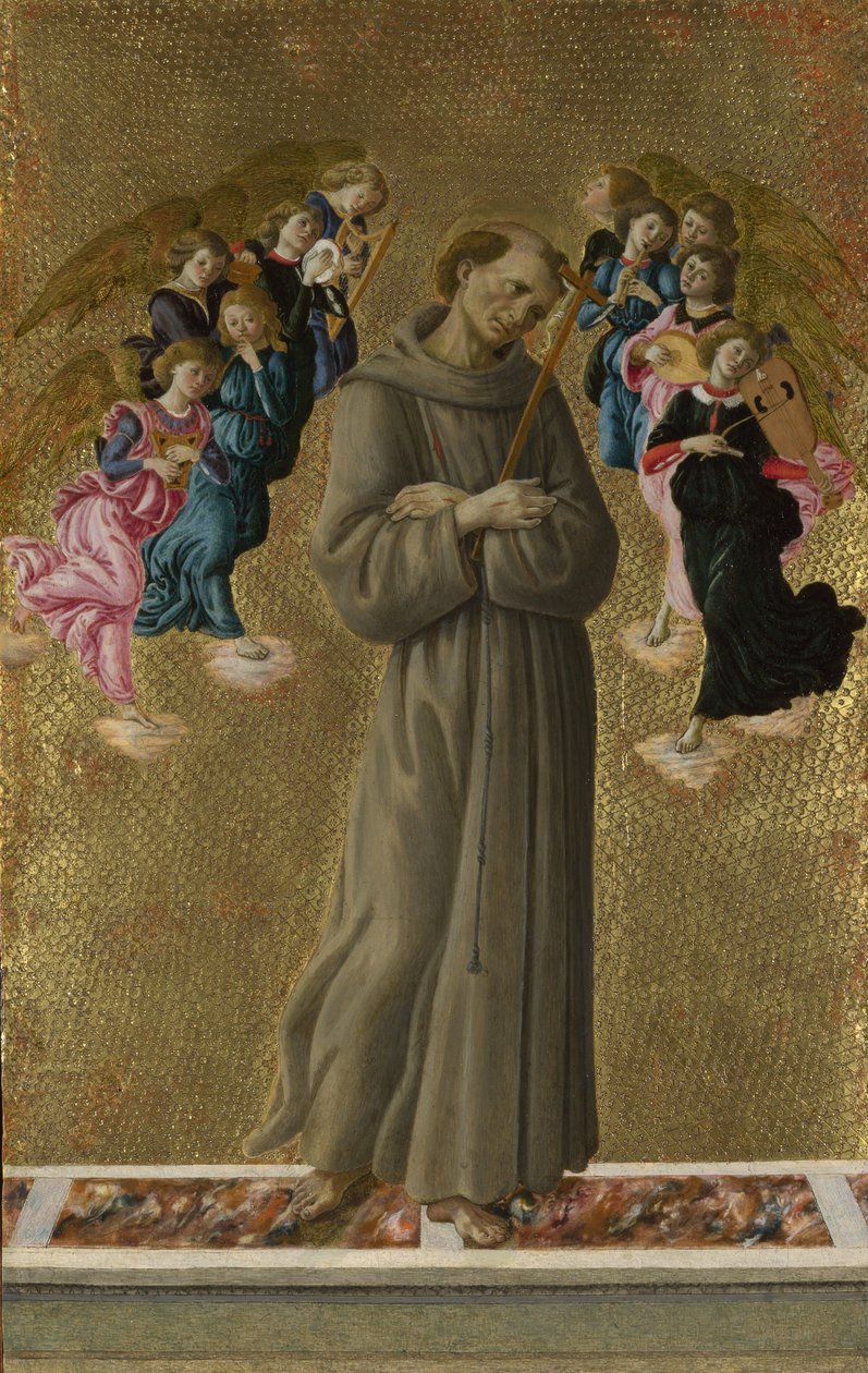 Franciscus van Assisi met engelen door Sandro Botticelli