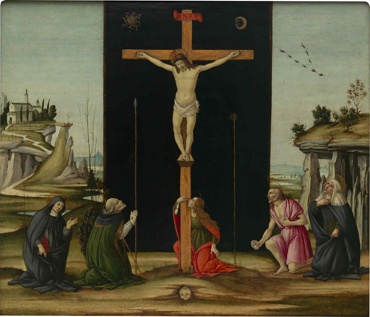 De Kruisiging met Heiligen, c. 1490 door Sandro Botticelli