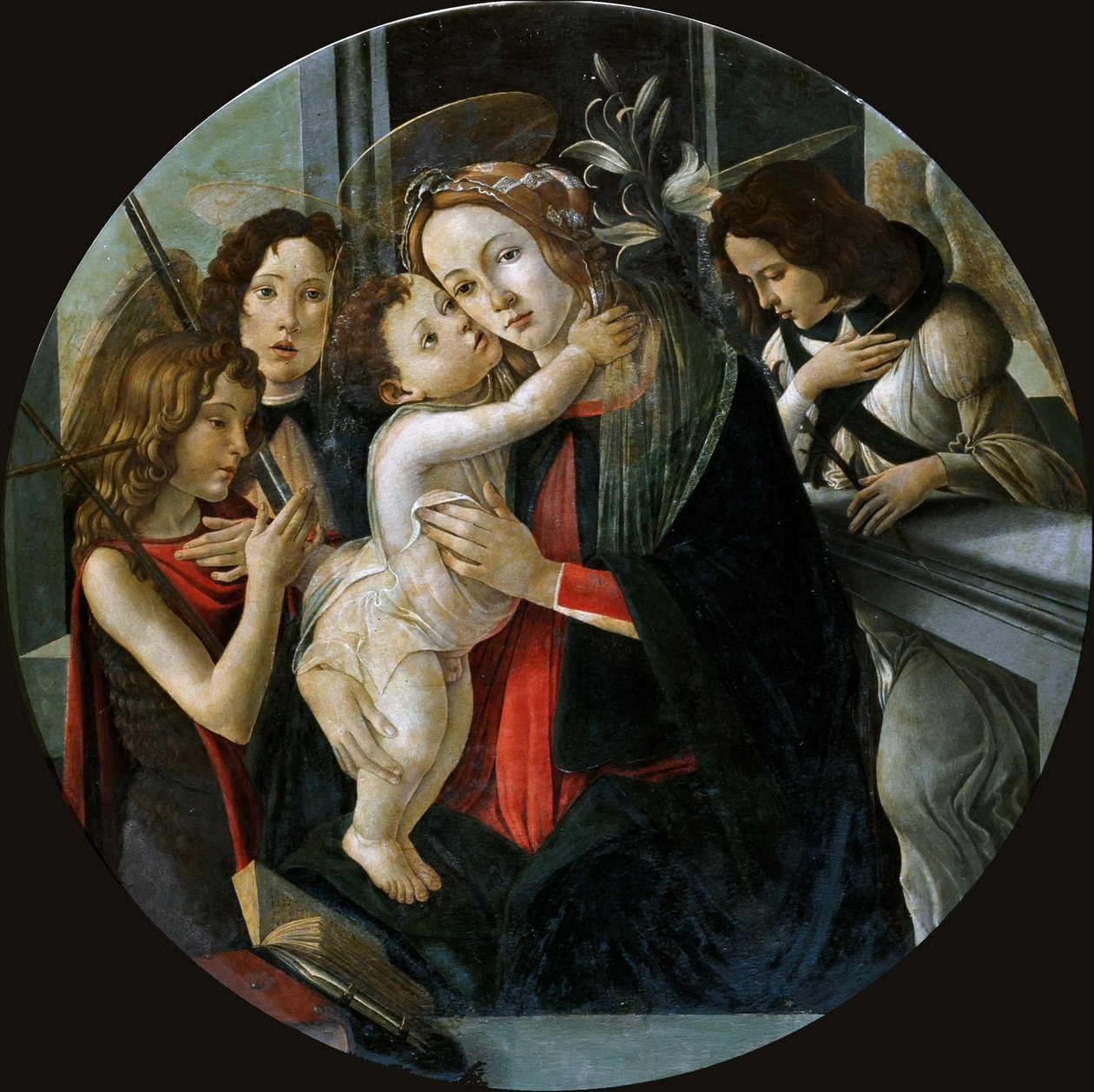 De Madonna en Kind met Sint Jan en twee Engelen door Sandro Botticelli