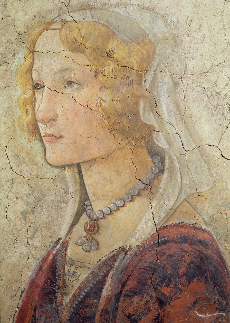 Venus en de Drie Gratiën die Geschenken Aanbieden aan een Meisje (detail) door Sandro Botticelli