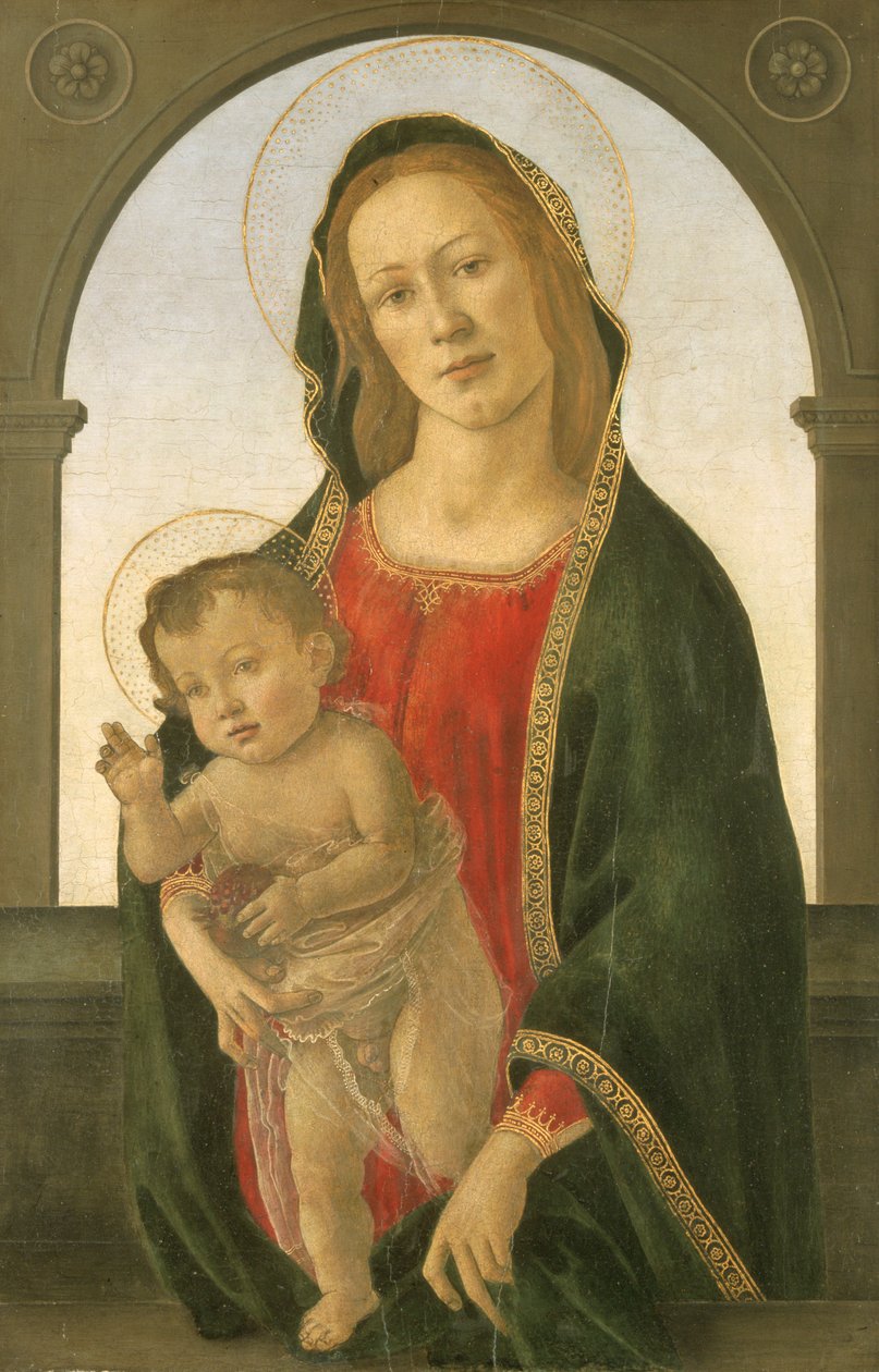 Maagd en kind met een granaatappel, ca. 1488 door Sandro Botticelli