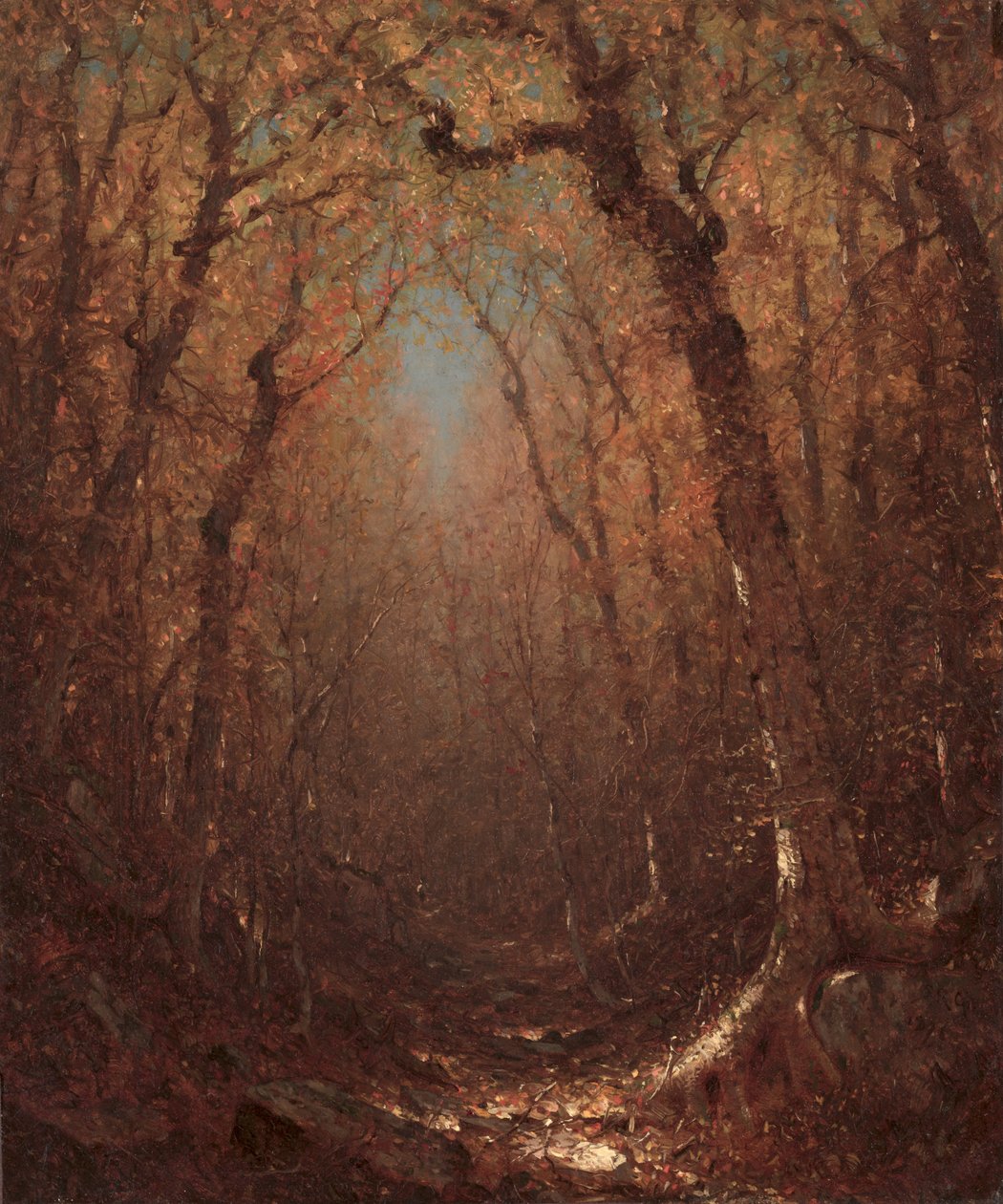 Herfst, een bospad door Sanford Robinson Gifford