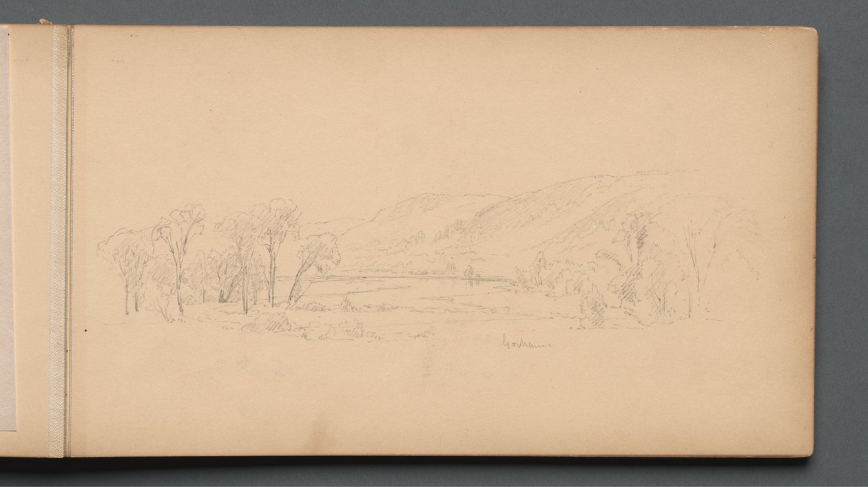 Schetsboek, pagina 06: "Gorham" (Maine) door Sanford Robinson Gifford