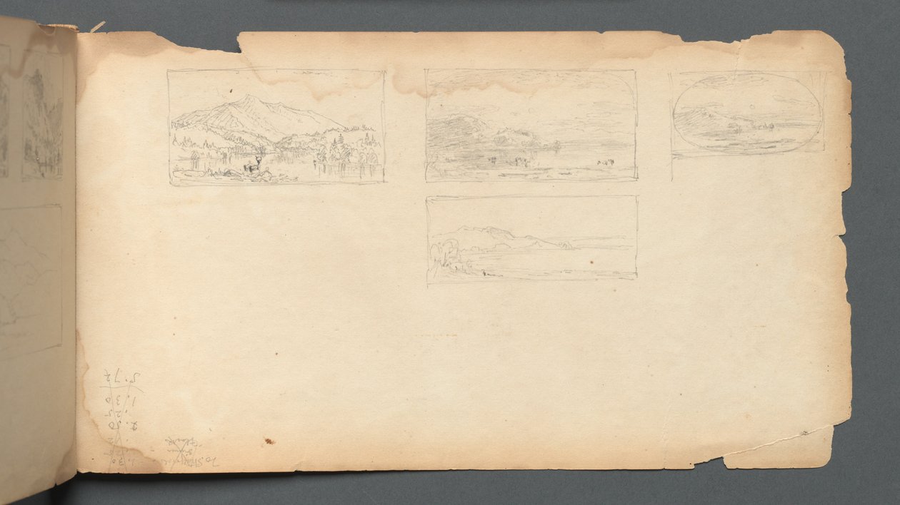 Schetsboek, pagina 40: Landschap in Maine door Sanford Robinson Gifford