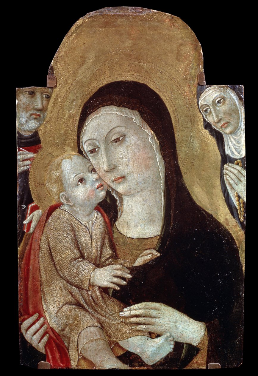De Madonna en Kind met heiligen door Sano di also Ansano di Pietro di Mencio Pietro