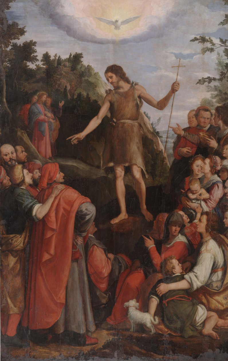St. Johannes de Doper predikend in de wildernis door Santi di Tito