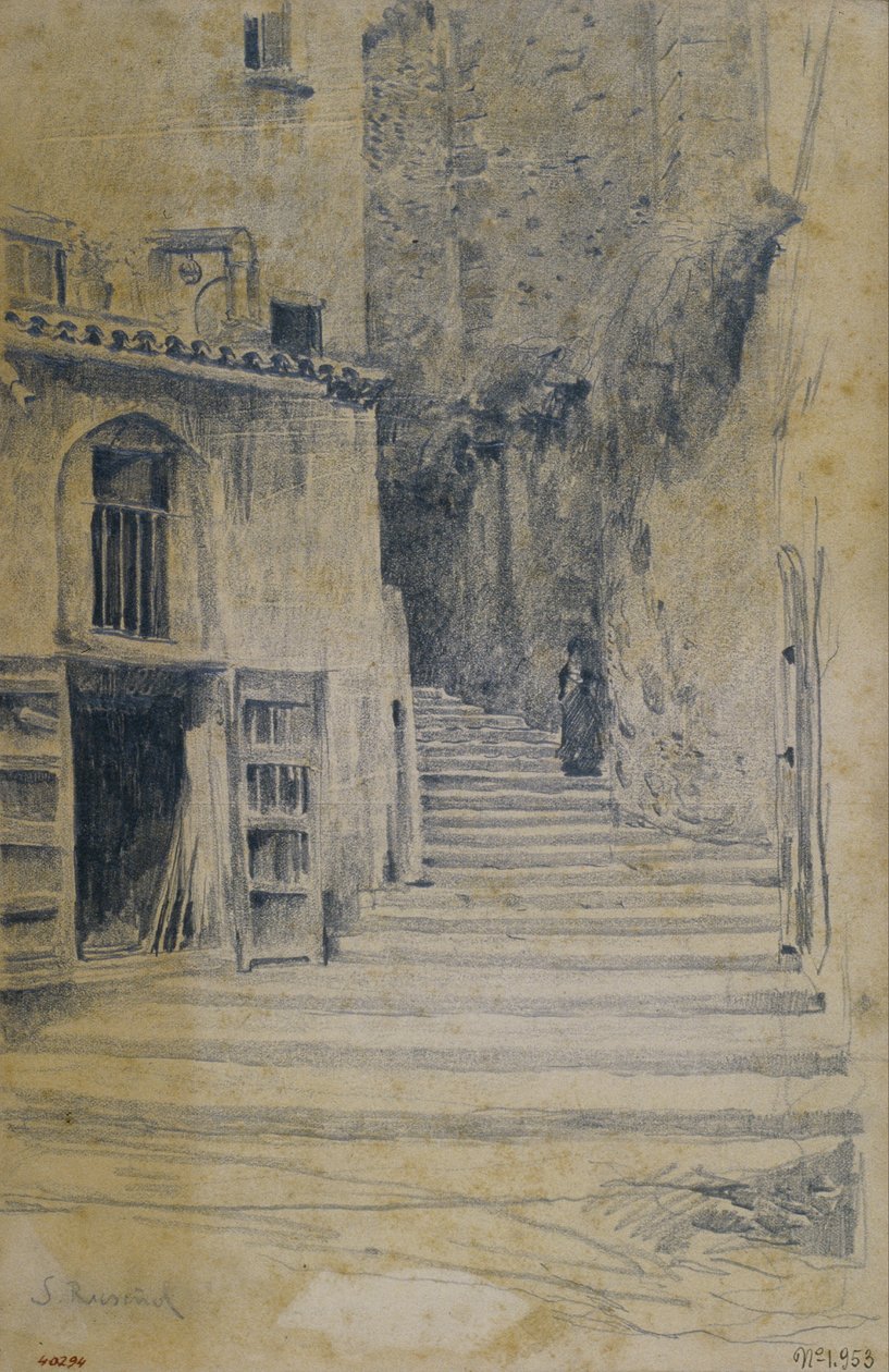 Dorpsstraat. Granada door Santiago Rusiñol