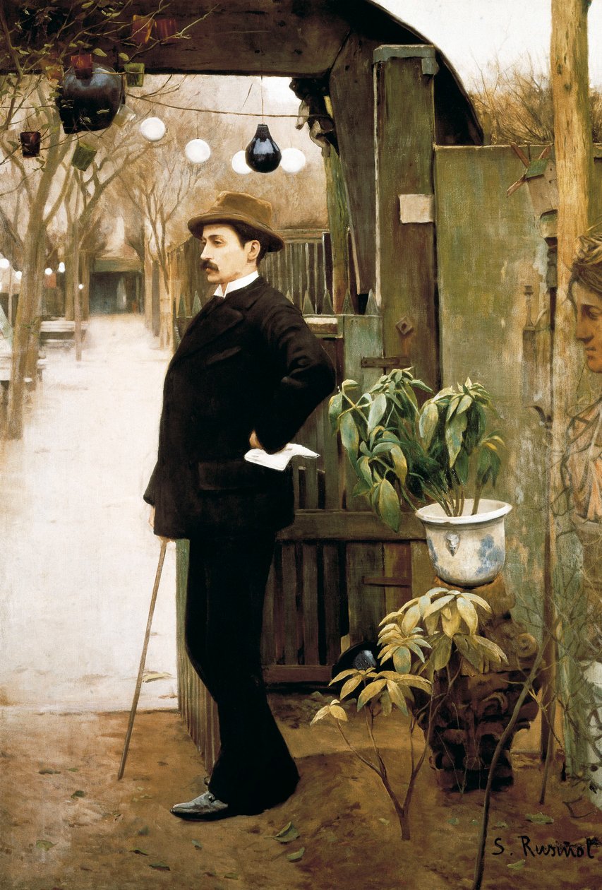 Portret van de schilder Miguel Utrillo (1862-1934) tijdens zijn verblijf in Parijs door Santiago Rusinol i Prats