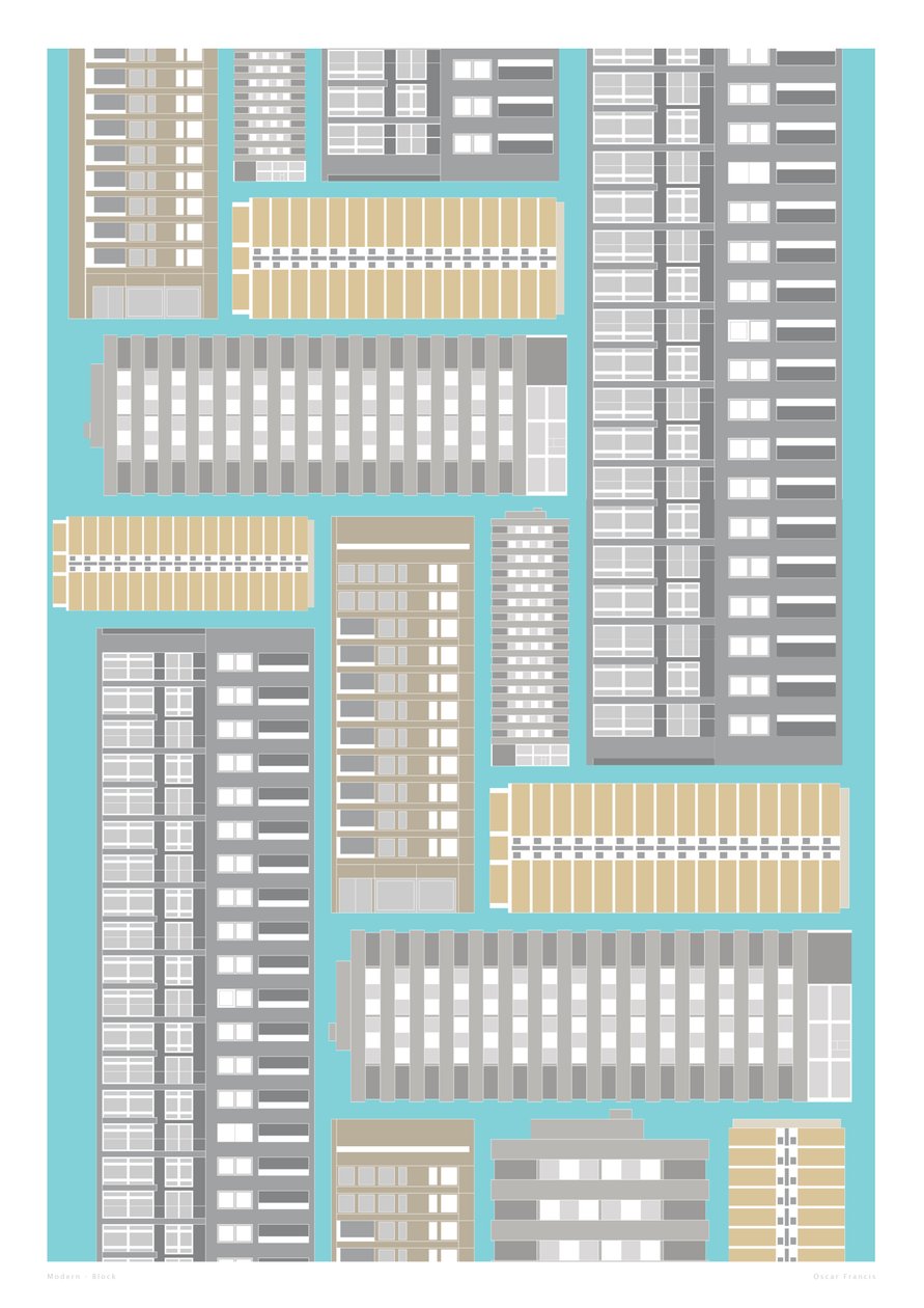 Modern blok, 2014 (grafische giclee print) door Sarah Evans