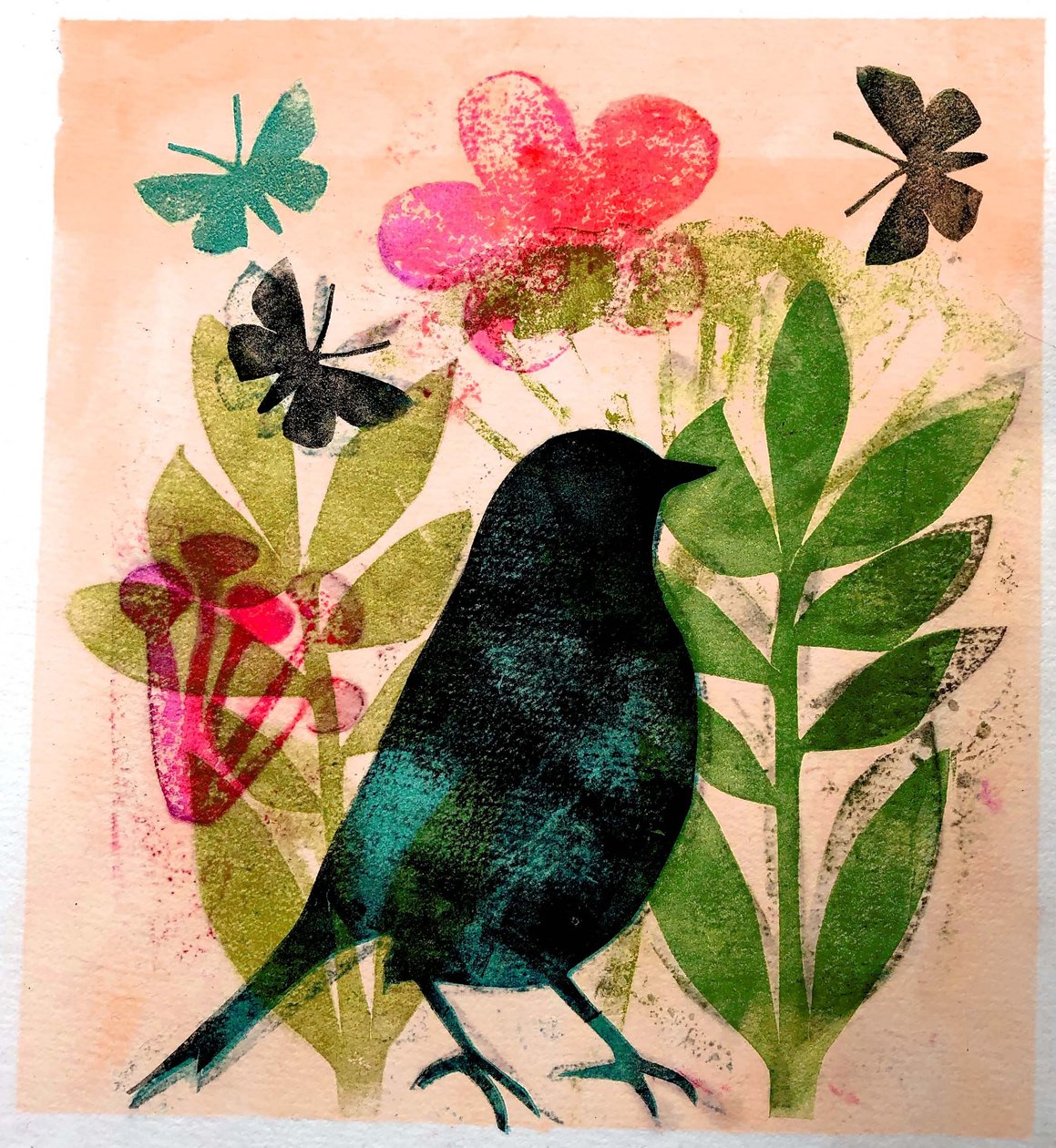 Vogel en vlinder door Sarah Thompson Engels