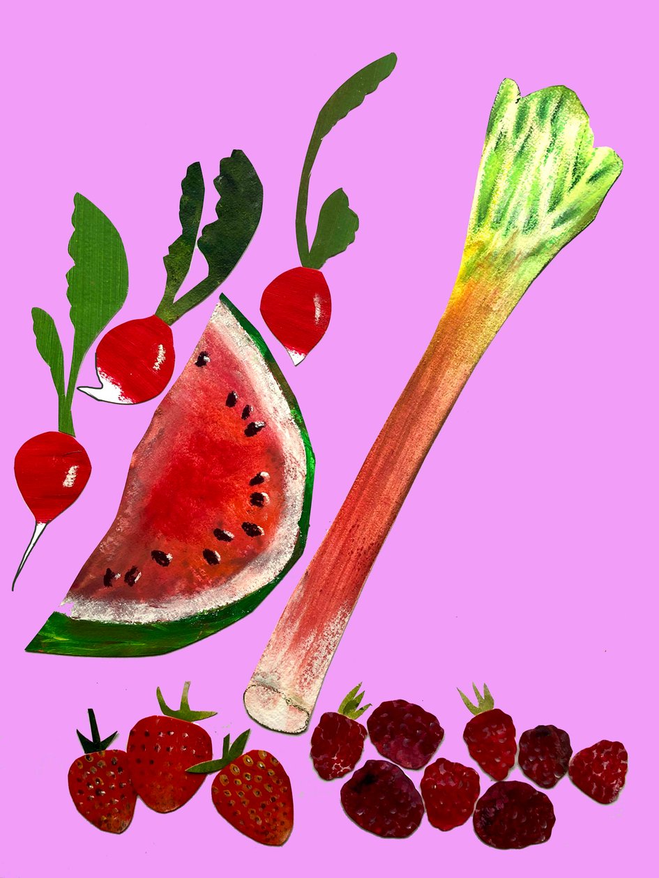 Fruit en groenten door Sarah Thompson-Engels