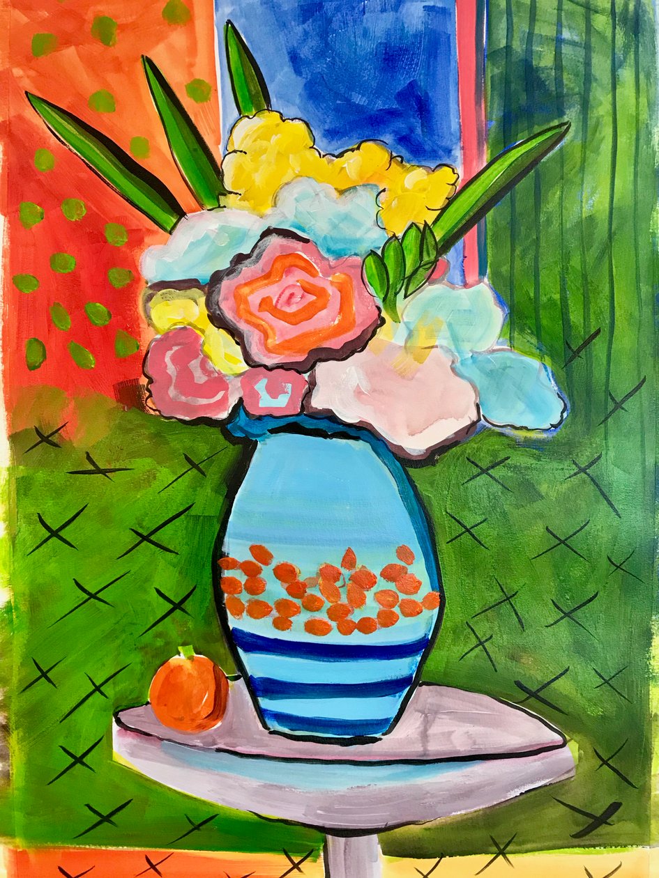 Vaas met bloemen door Sarah Thompson Engels